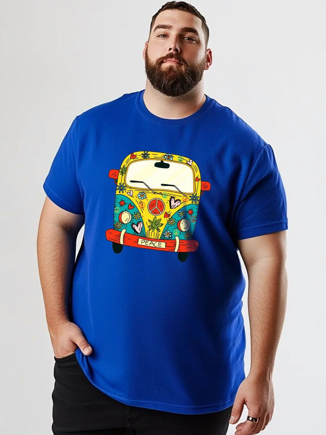 Toodle Plus Men Plus Size Printed Cotton T-Shirt