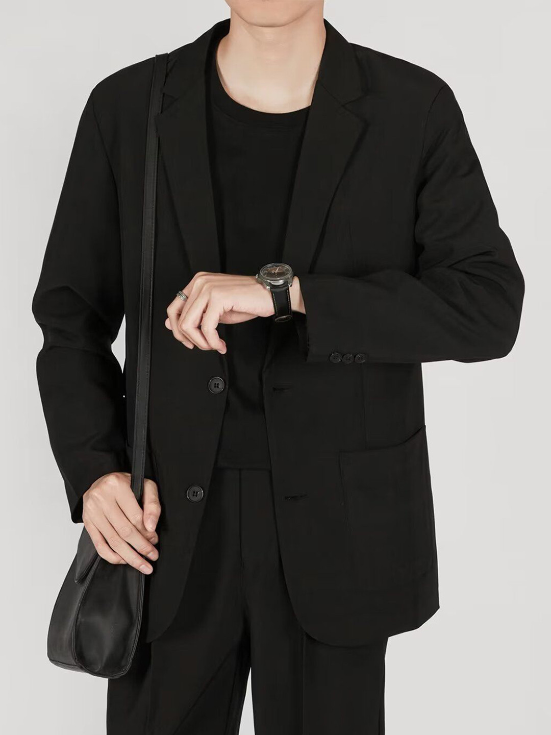 StyleCast Black Notched Lapel Single Breasted Formal Blazer