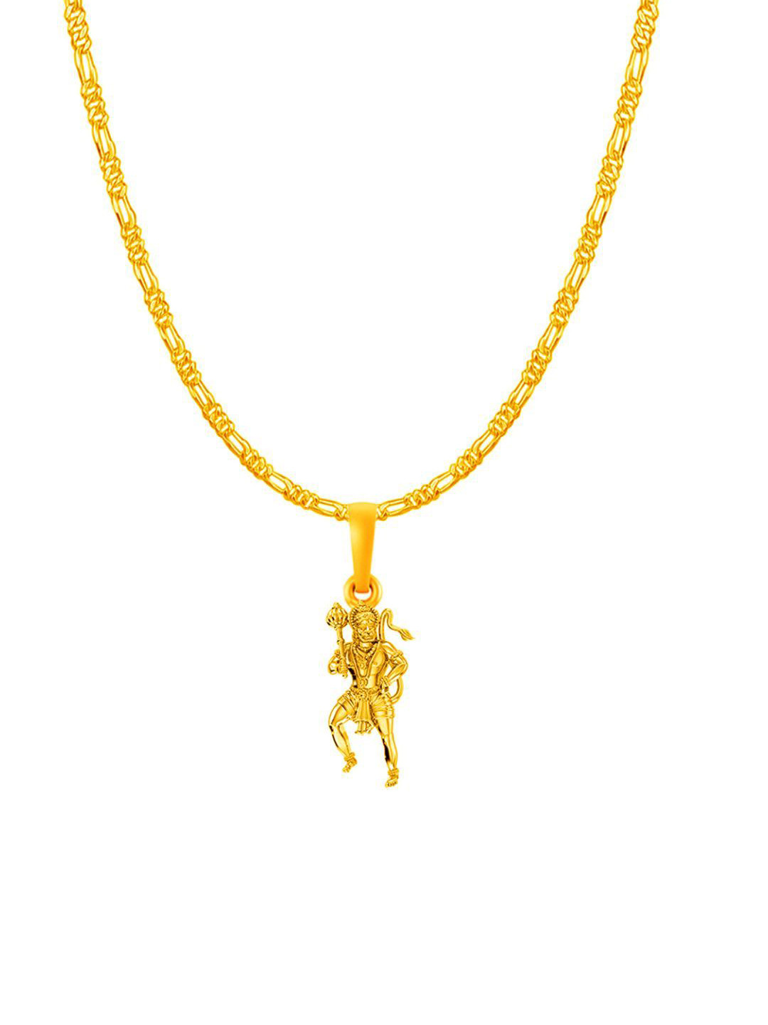 Metronaut 925 Silver 22KT Gold-Plated Hanuman Pendants With Figaro Chains
