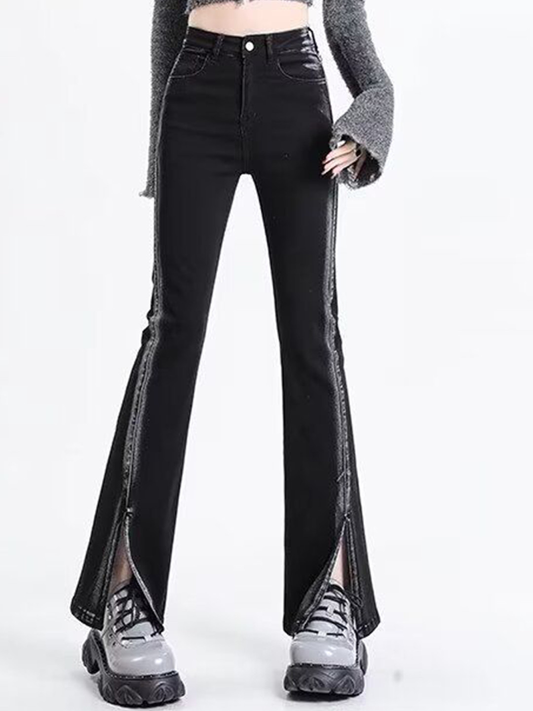 StyleCast Women High-Rise Light Fade with Side Stripe Bootcut Jeans