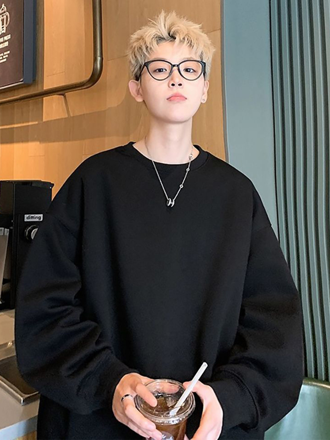 StyleCast x Revolte Men Solid Round Neck Cotton Pullover Sweatshirt