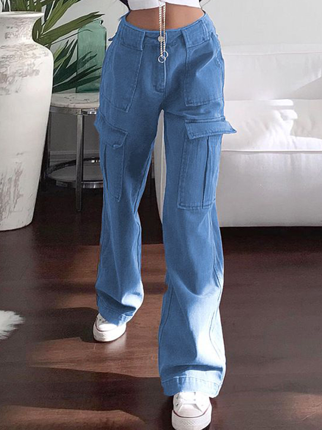 StyleCast Women Slim Fit Stretchable Flared Cargo Jeans