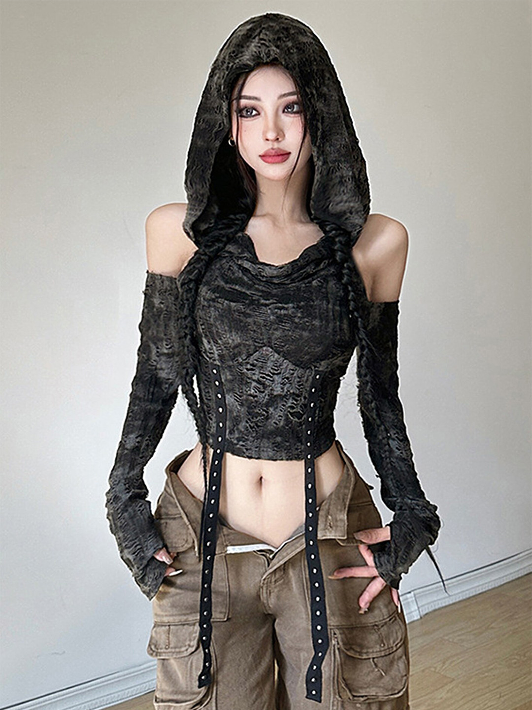 LULU & SKY Cowl Neck Cold-Shoulder Top