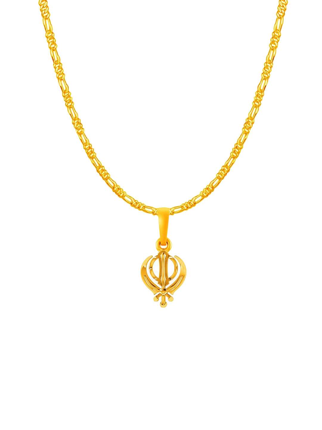 Metronaut Men 22 K Gold-Plated 925 Silver Sardar Symbol Pendants with Chains