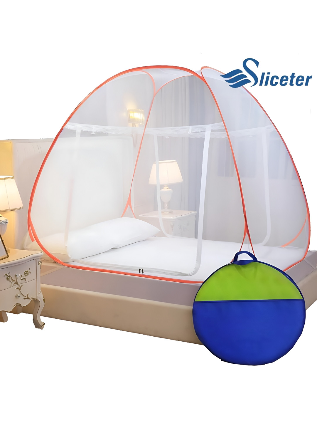 SLICETER Orange King Size Tent Mosquito Net
