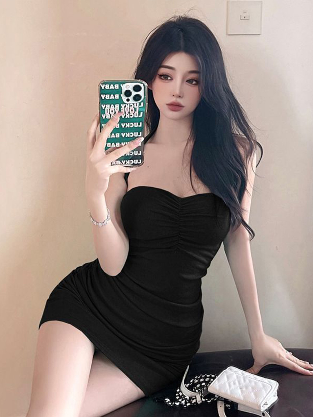 StyleCast x Revolte Sweetheart Neck Bodycon Mini Dress