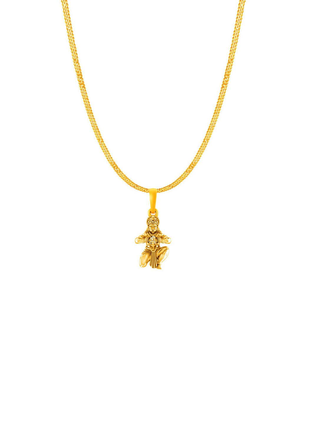 Metronaut Men 925 Silver 22KT Gold-Plated Hanuman Pendant With Box Chain
