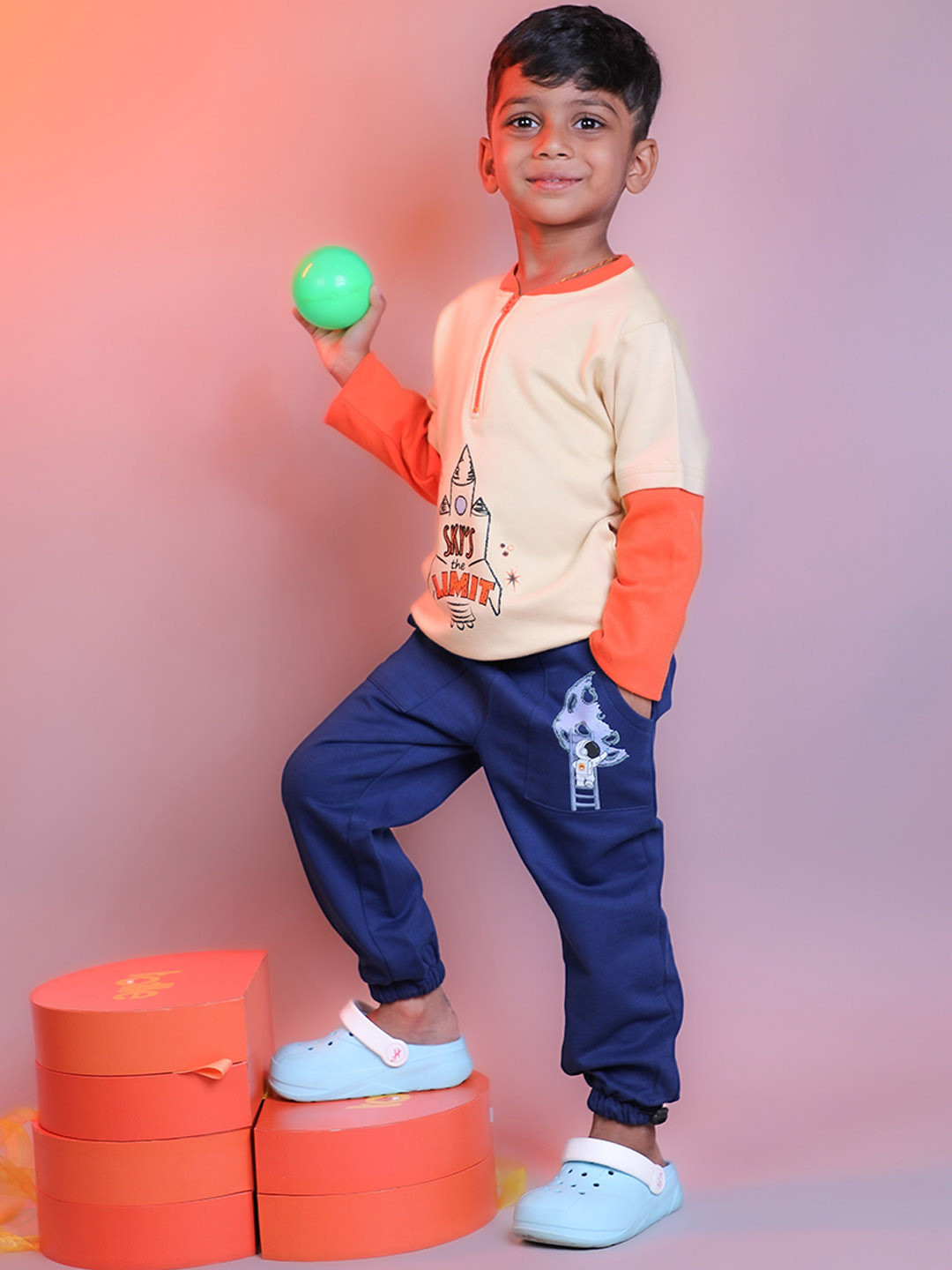 Totle Boys Astro Moon Printed Cotton Joggers