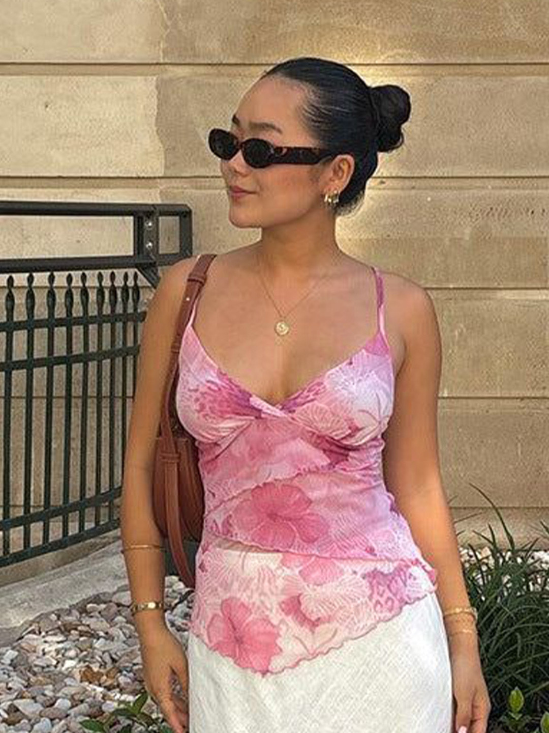 Outzidr Women Floral Print Camisole Top