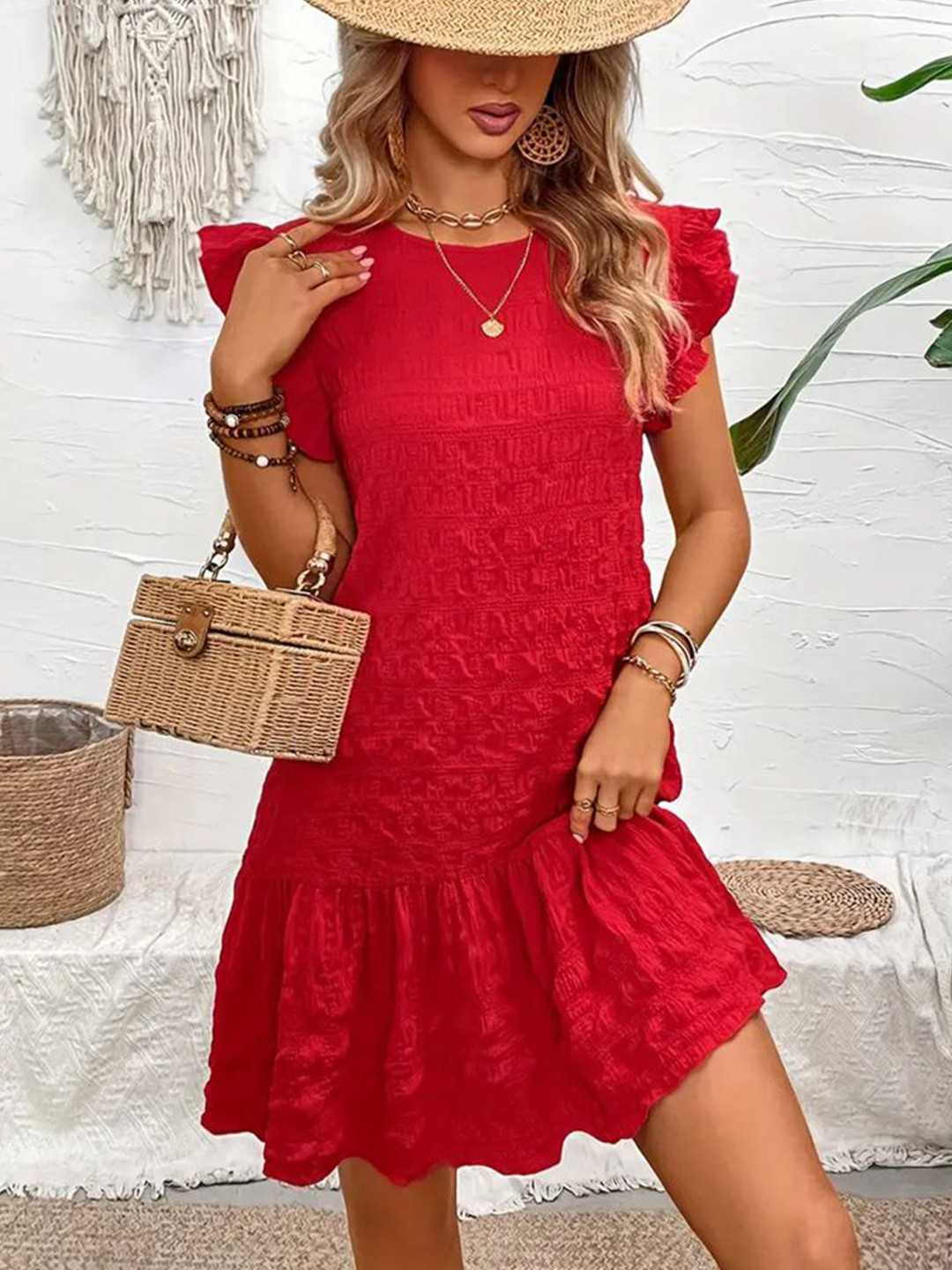StyleCast Flutter Sleeve A-Line Dress
