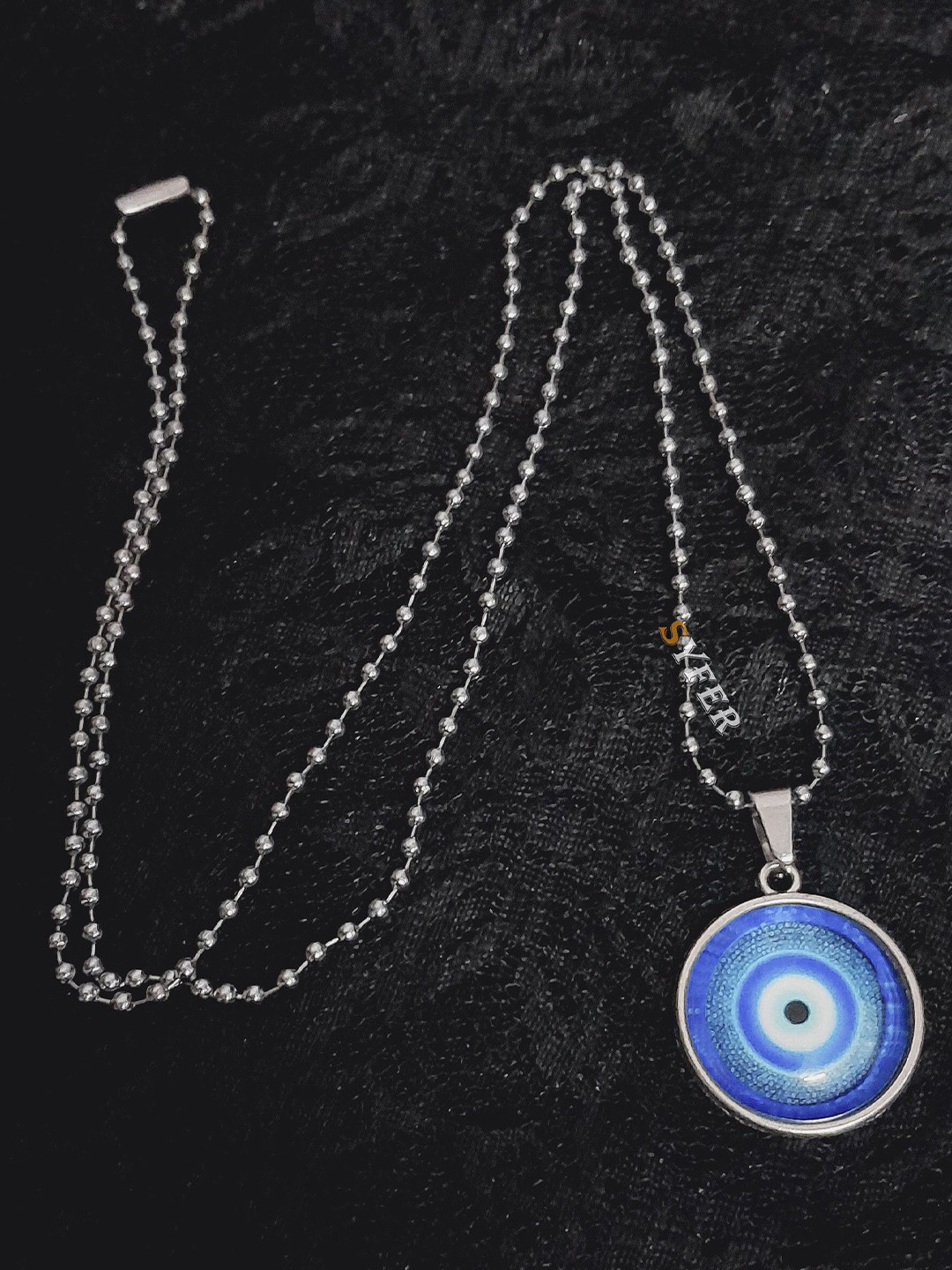 shobhram Rhodium-Plated Round Pendant With Chain