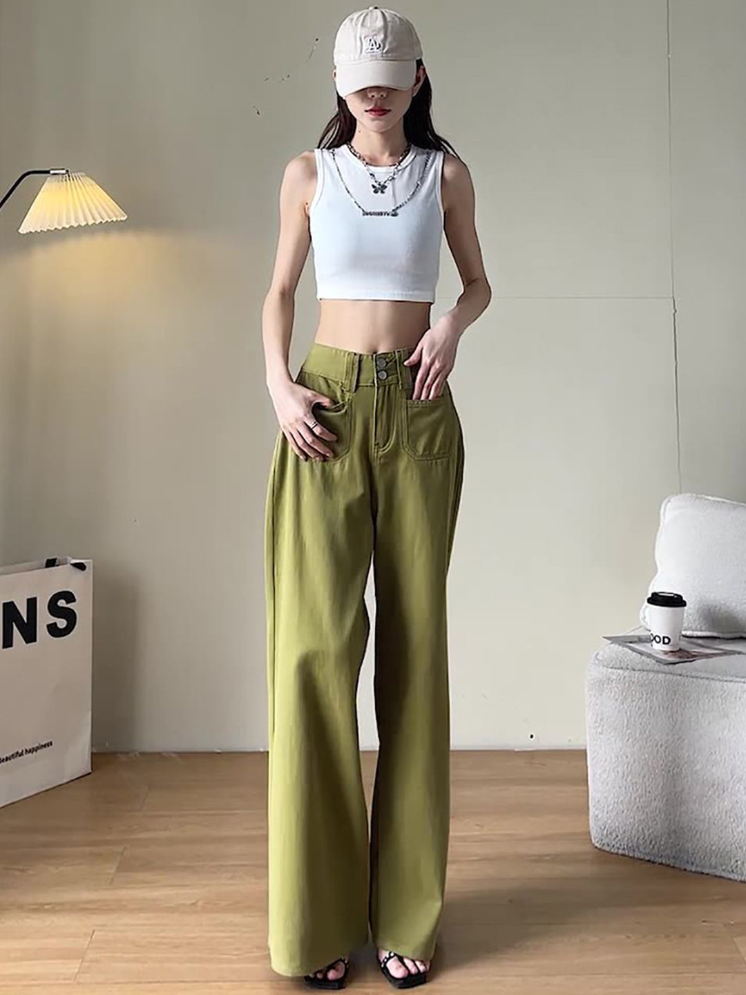 StyleCast x Revolte Women Wide Leg Slash Knee Jeans