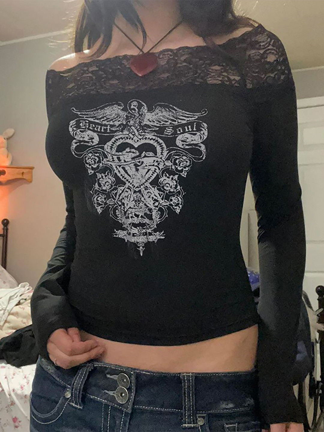StyleCast x Revolte Women Graphic Printed Off-Shoulder Top