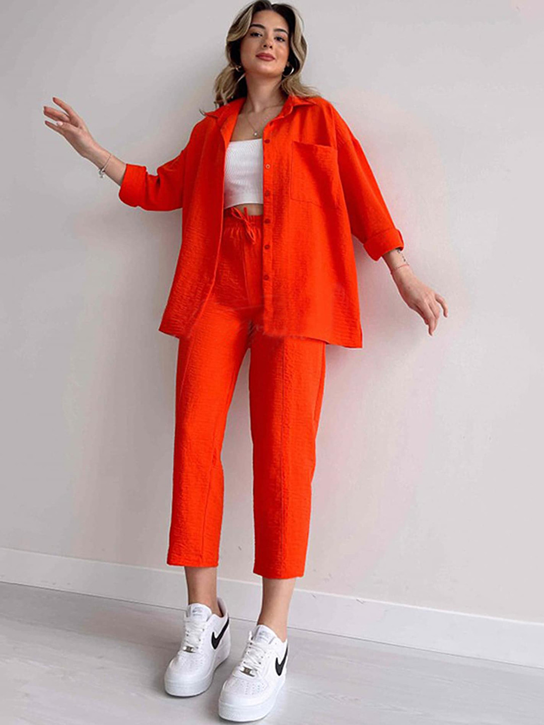 LULU & SKY Loose Fit Shirt With High Rise Trousers