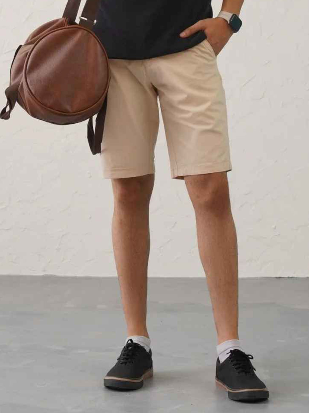 Minus One Men Solid Mid-Rise Shorts