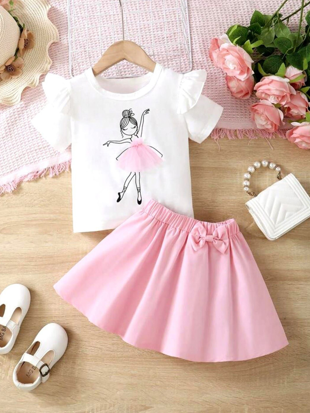 JIM Trend Kids Printed Short Sleeves Top With Skirt