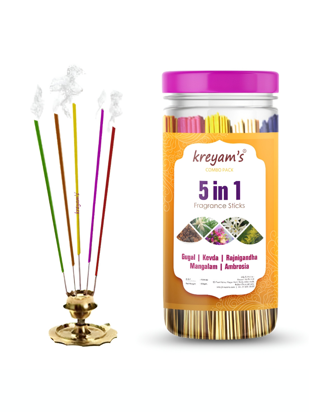kreyam's Pink & Green 5-In-1 Fragrance Incense Sticks