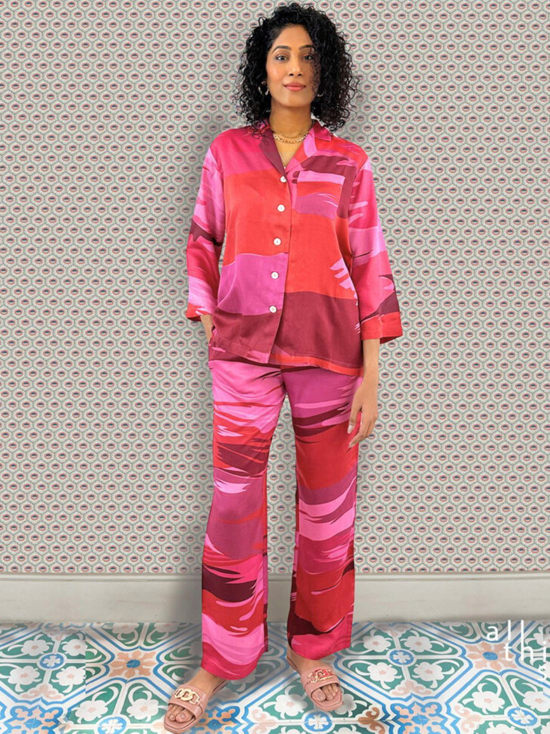 AltSleep Printed Pure Modal Shirt With Trousers Co-Ords