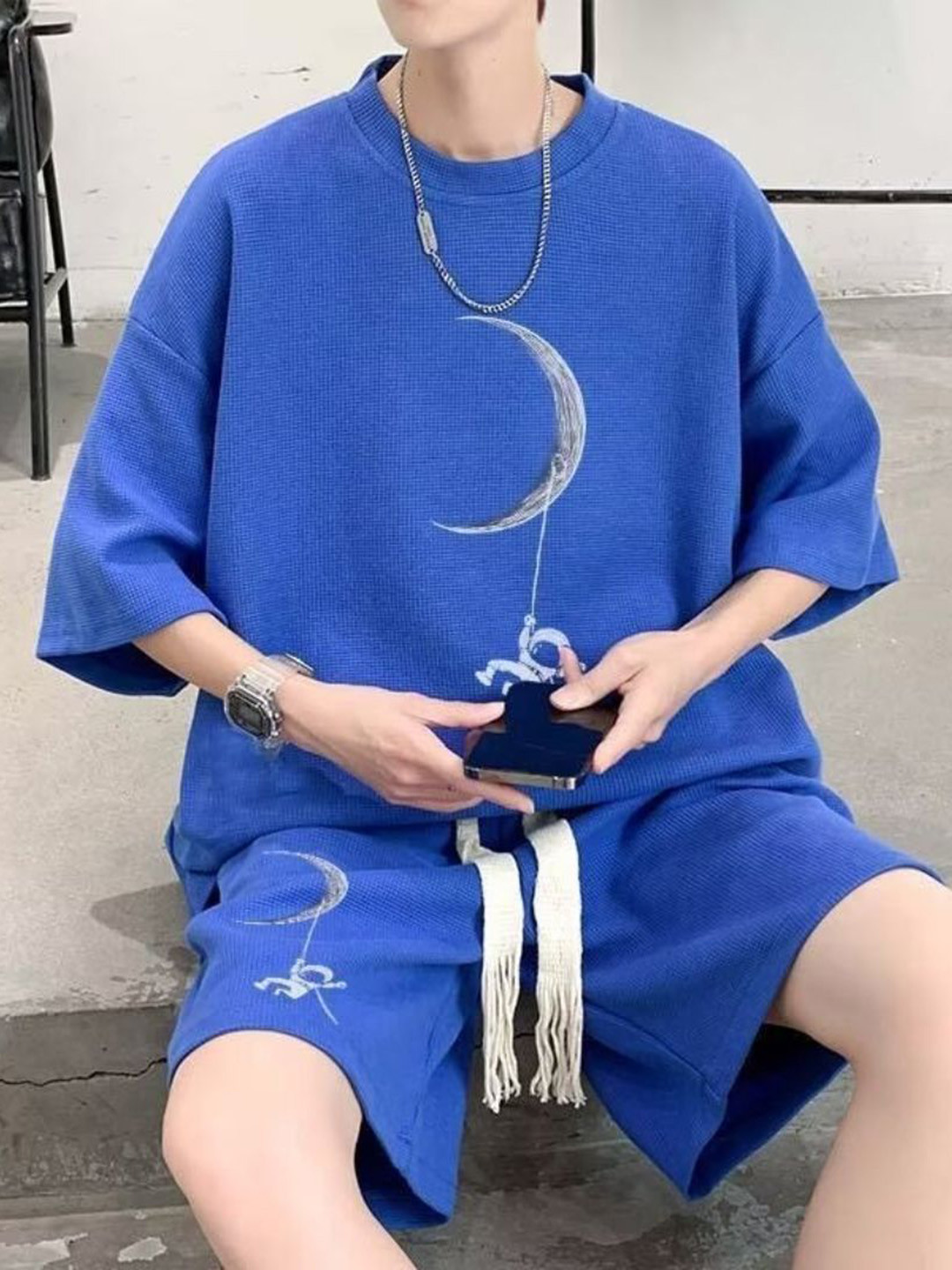 StyleCast Blue Printed T-Shirt With Shorts