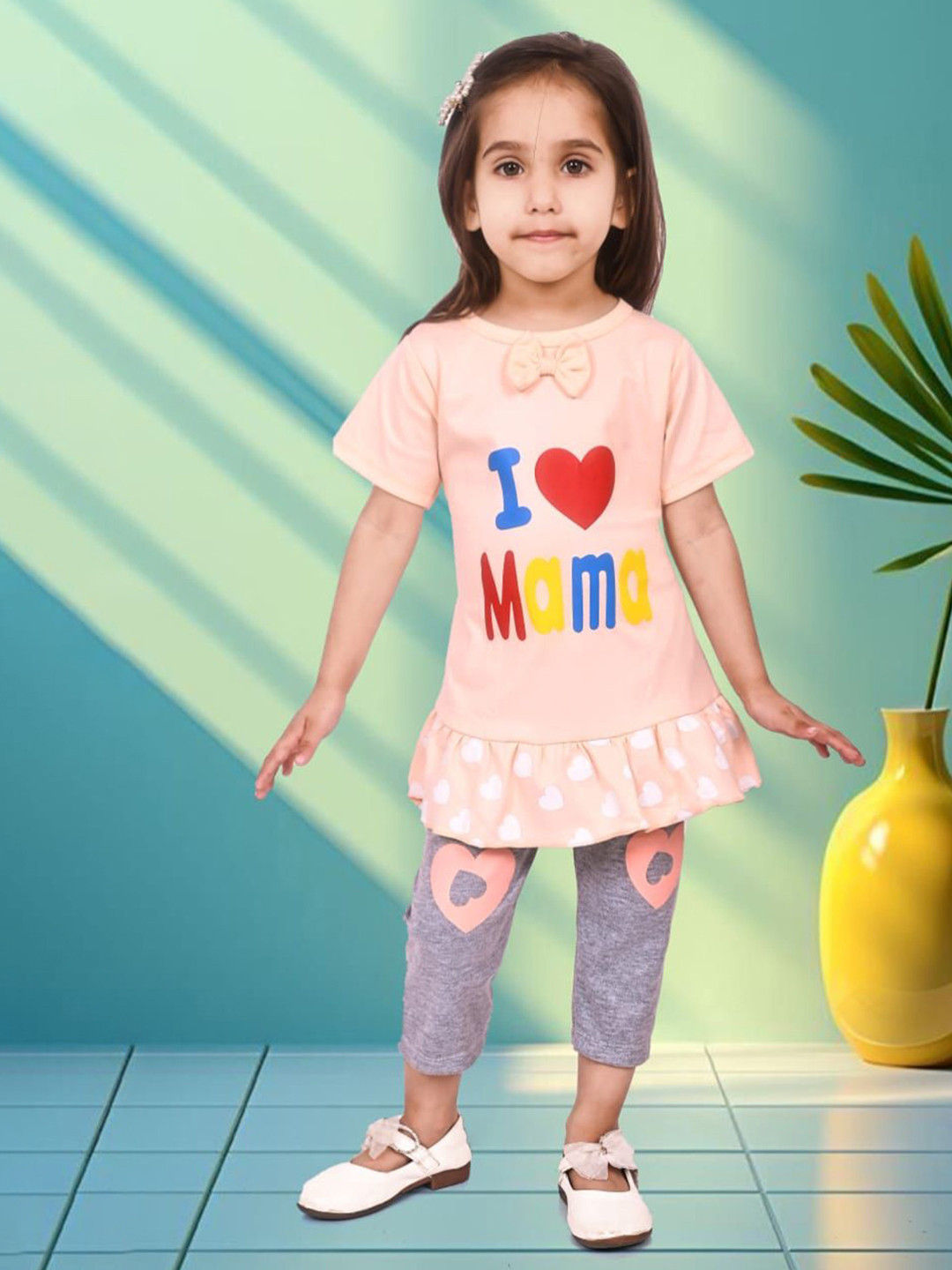 JIM Trend Kids Printed Short Sleeves Top With Capris