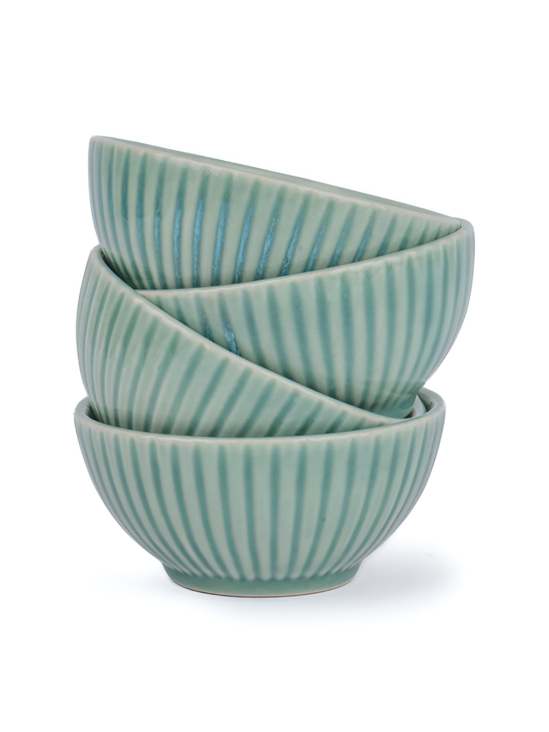 SHAY Green 4 Pieces Ceramic Printed Serving Bowl