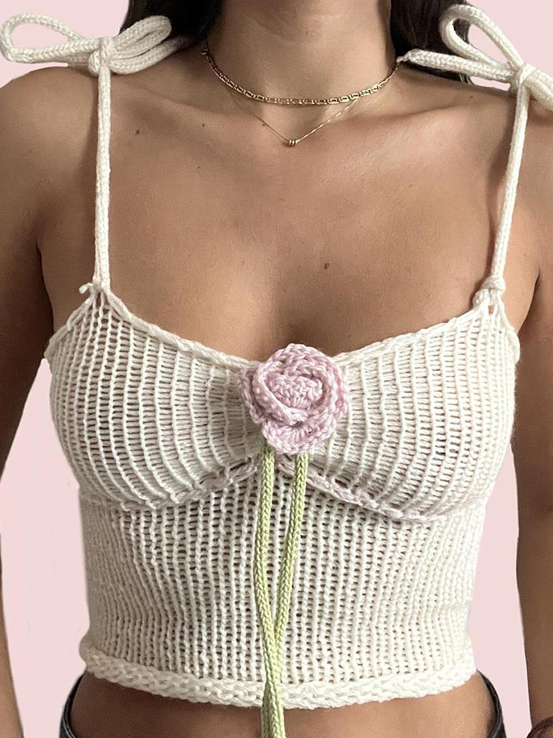 LULU & SKY Off White Sweetheart Neck Crop Top