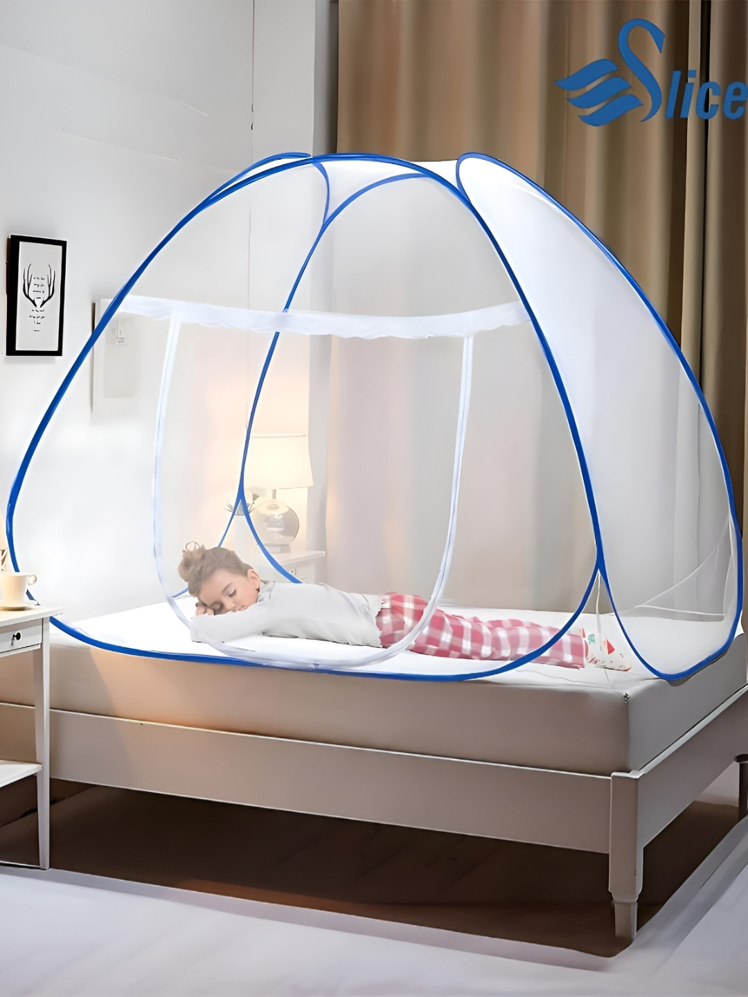 SLICETER Blue & Transparent King Size Tent Mosquito Net