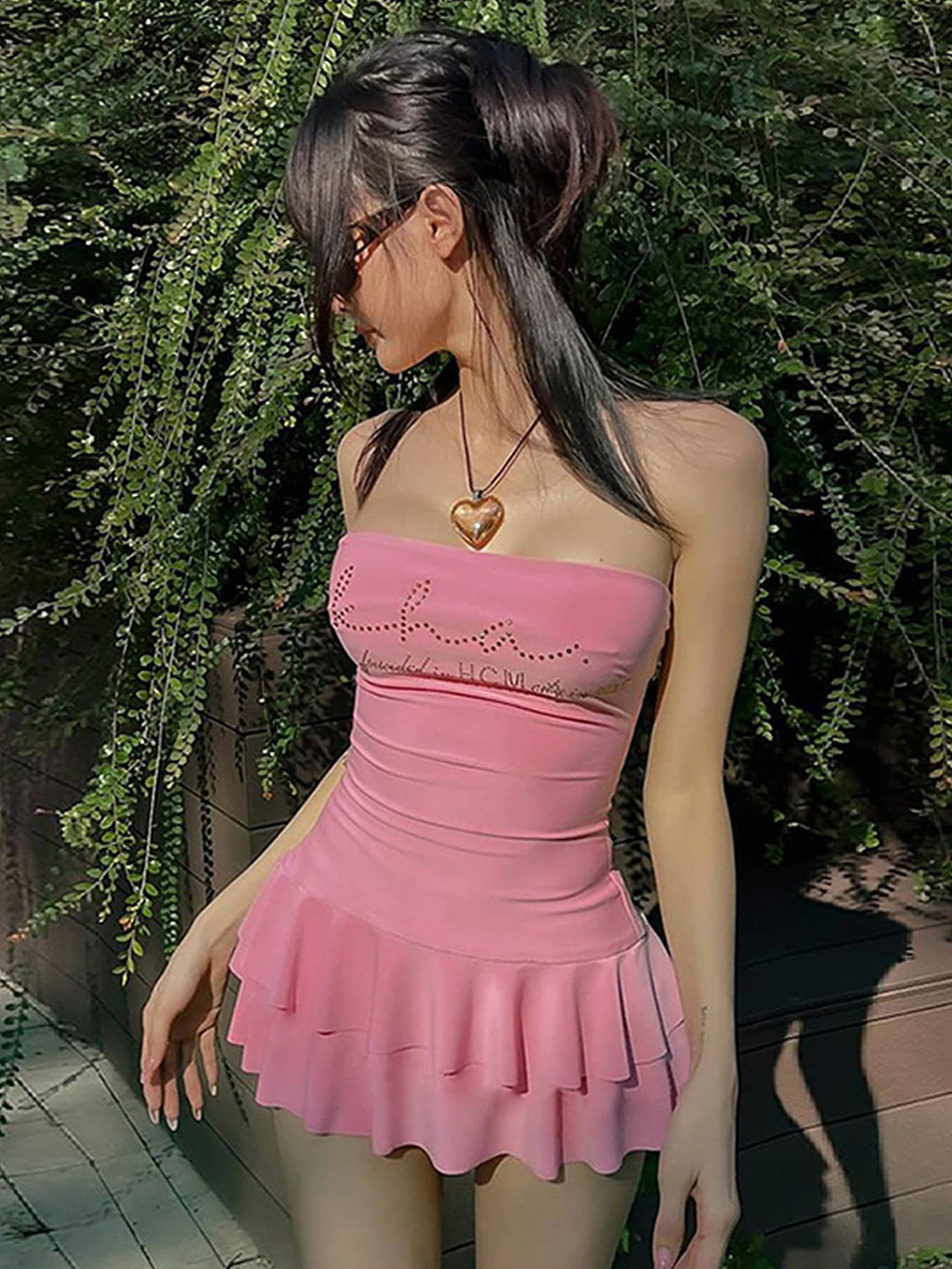LULU & SKY Off Shoulder Frilled Bodycon Mini Dress