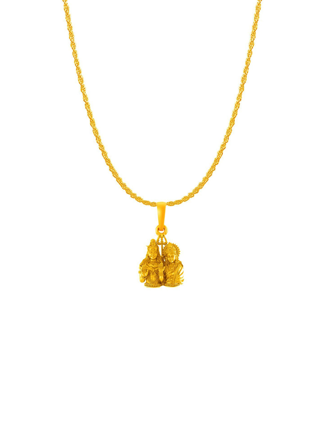 Metronaut Men 925 Silver 22KT Gold-Plated Shiv Parvati Pendant With Rope Chain