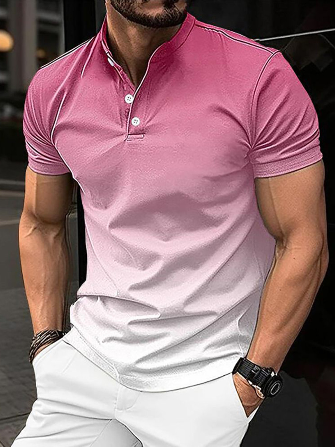 StyleCast x Revolte Men Tie And Dye High Neck Slim Fit T-shirt