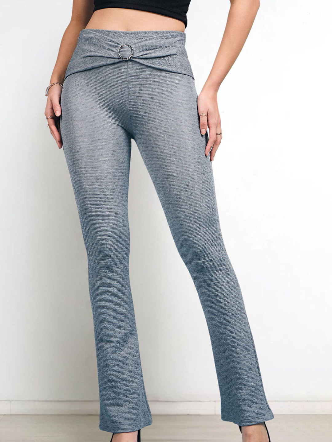 DressBerry Women Smart Mid-Rise Non Iron Bootcut Trousers