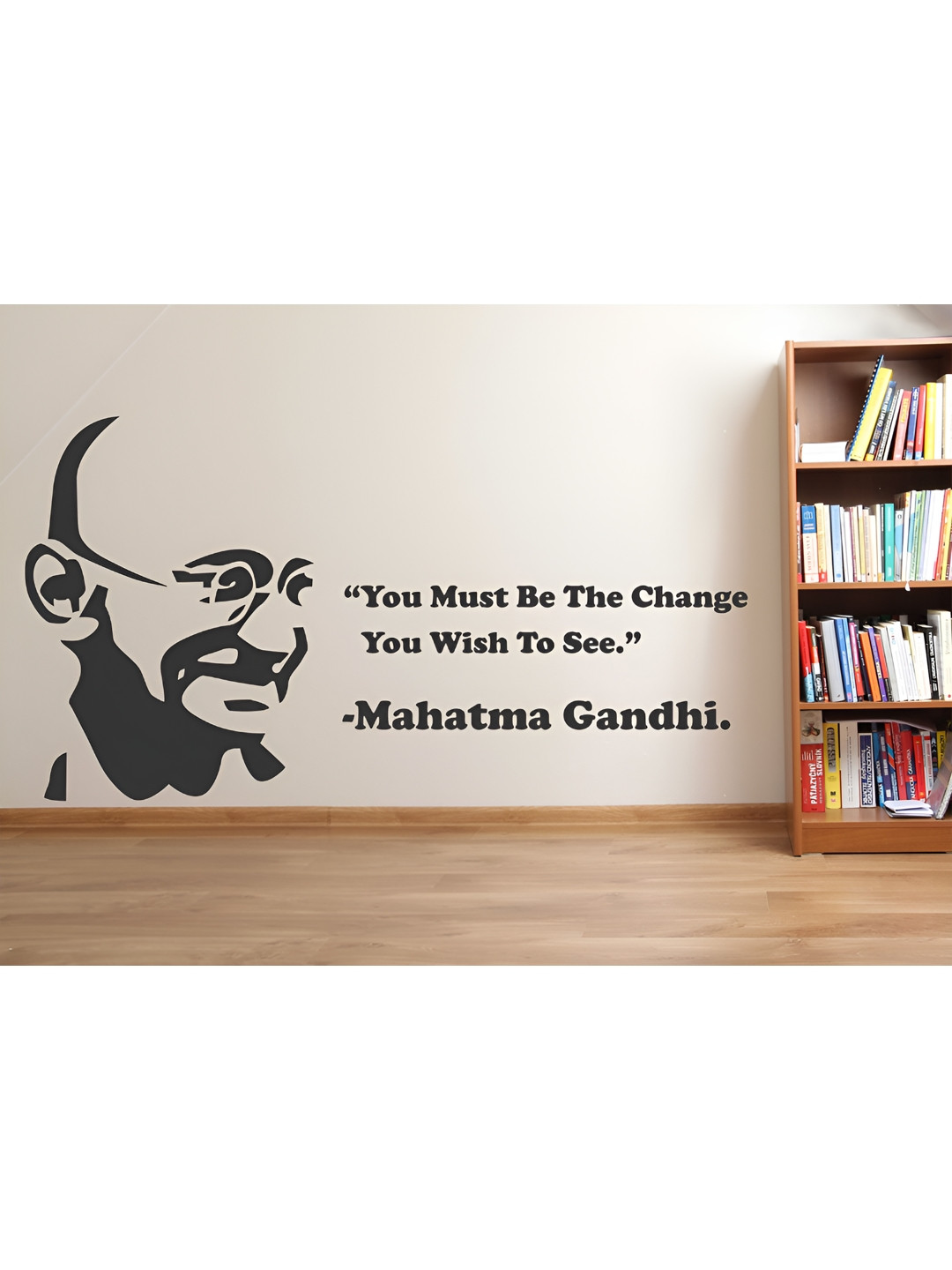 LANSTICK Black National Father Gandhi Ji Self Adhesive Wall Sticker