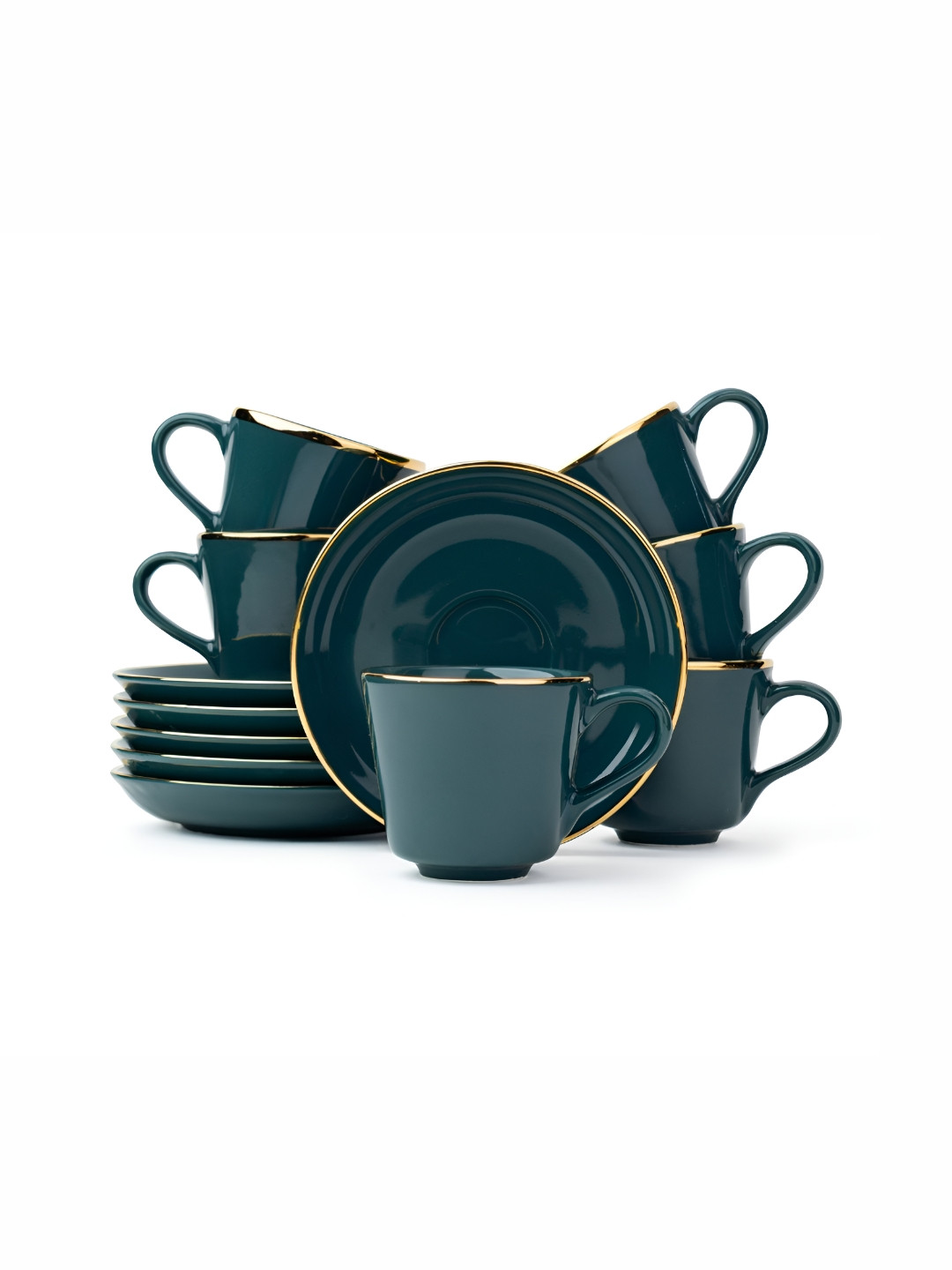 SHAY Personalised Personal Virgo Charm Teal Ceramic Microwave Safe 12 Piece Cups-180ml