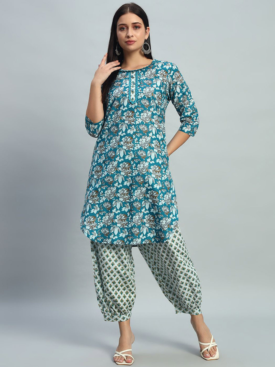 NATURE CRAFT Women Floral Printed Cotton Kurta with Salwar