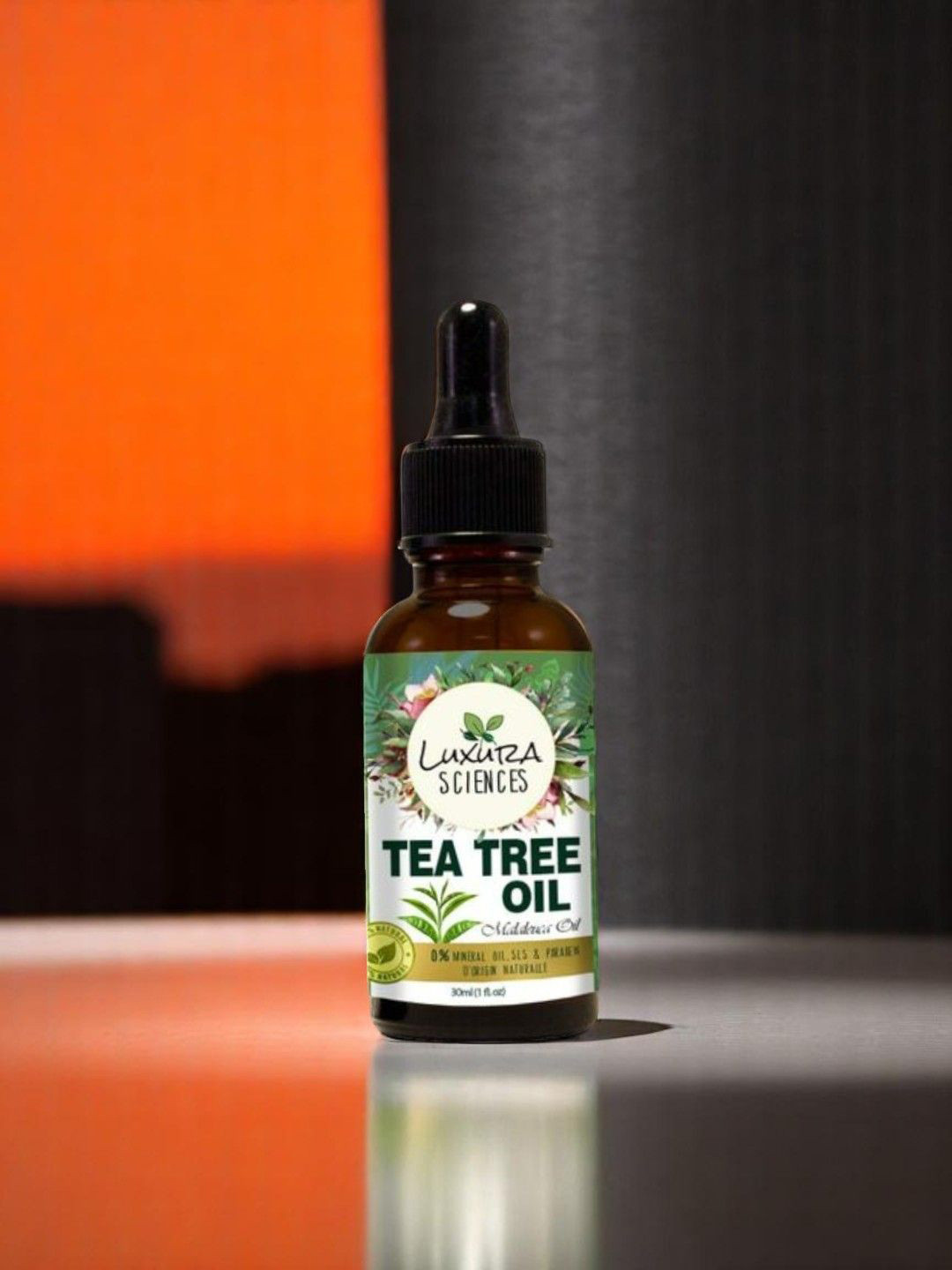 Luxura Sciences Organic Tea Tree Essential Oil Glass Bottle With Dropper- 15 ml