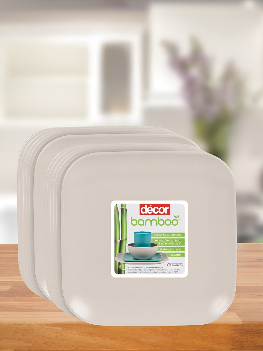 Decor Off White 12 Pieces Bamboo Dinner Plates