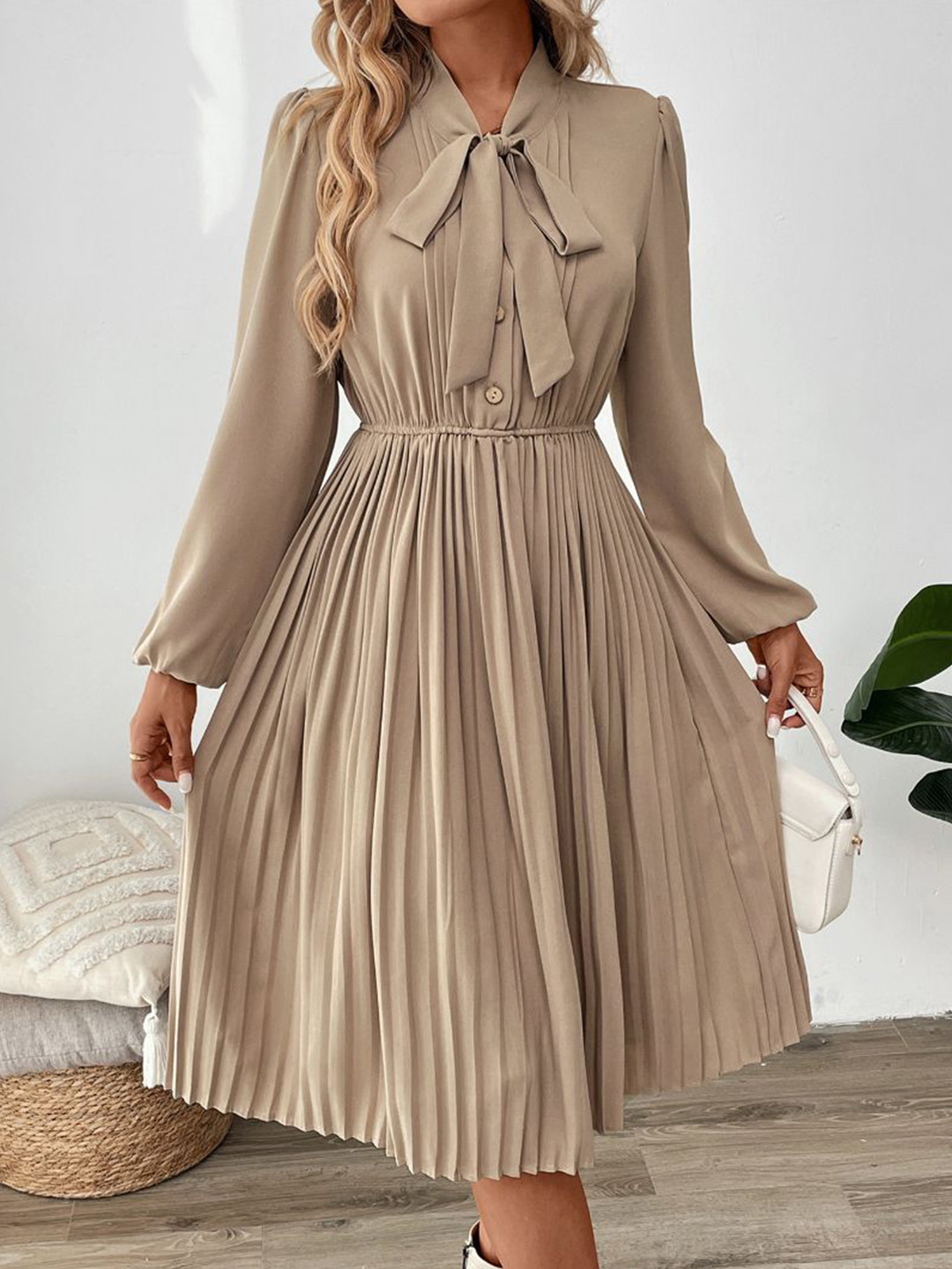 StyleCast Tie-Up Neck Fit and Flare Dress