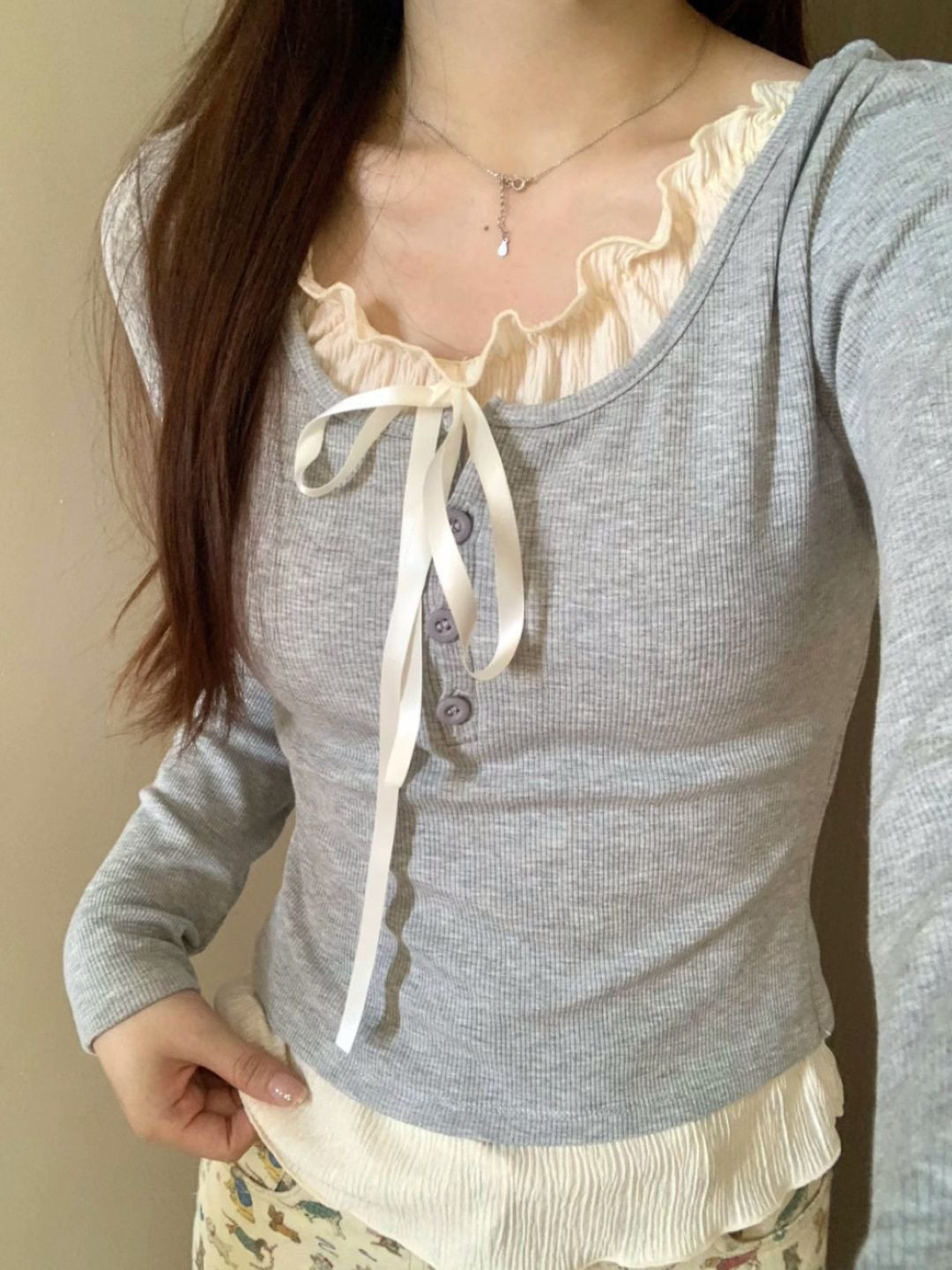 KPOP Women Ribbed Printed Top