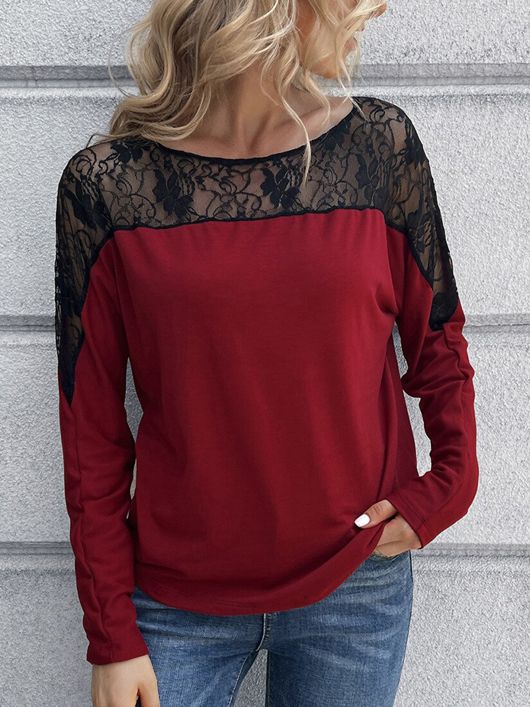 StyleCast Red & Black Top