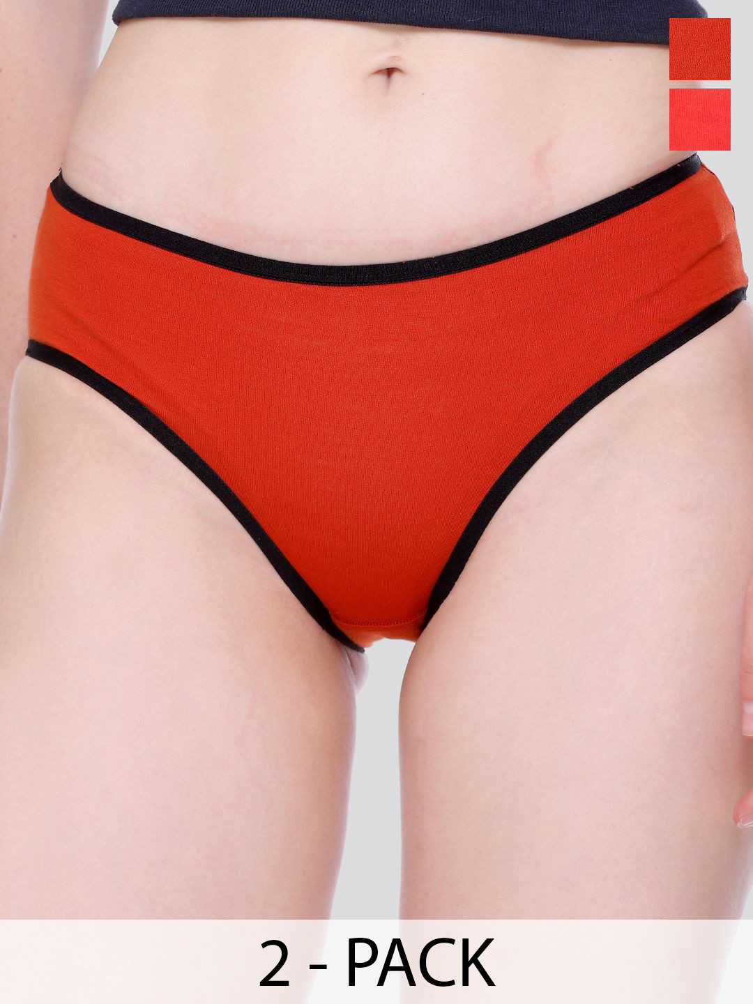 Skidlers Pack Of 2 Super Combed Cotton Hipster Briefs 2SKD-BRIEF-20-RED-20-RUST-2XL