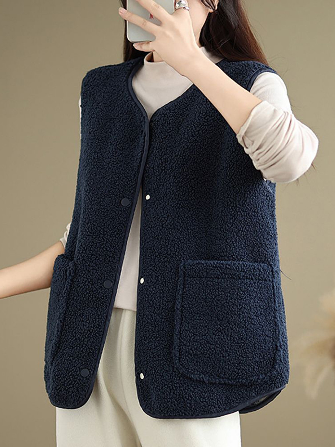 StyleCast x Revolt Navy Blue Sleeveless Jacket