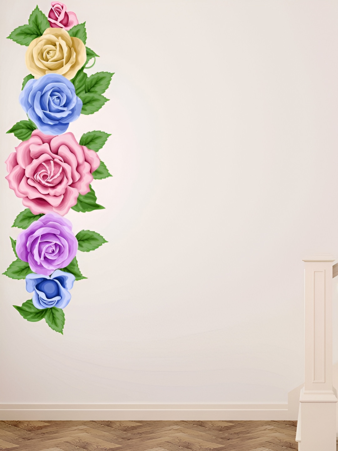 LANSTICK Pink & Purple Many Roses Decorative Printed Self Adhesive Wall Sticker