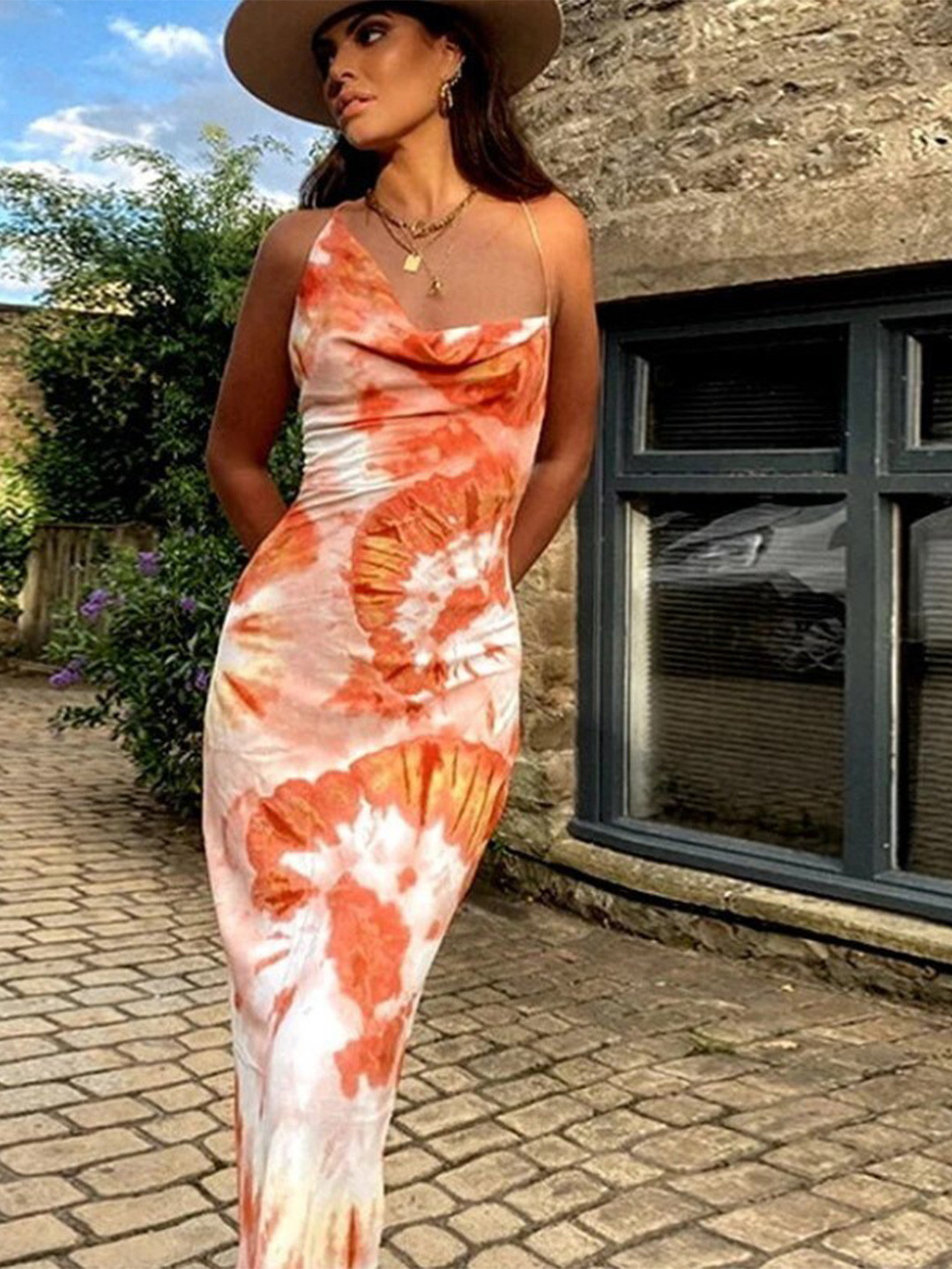 StyleCast x Revolte Shoulder Straps Sleeveless Tie and Dye Dyed Maxi Dress