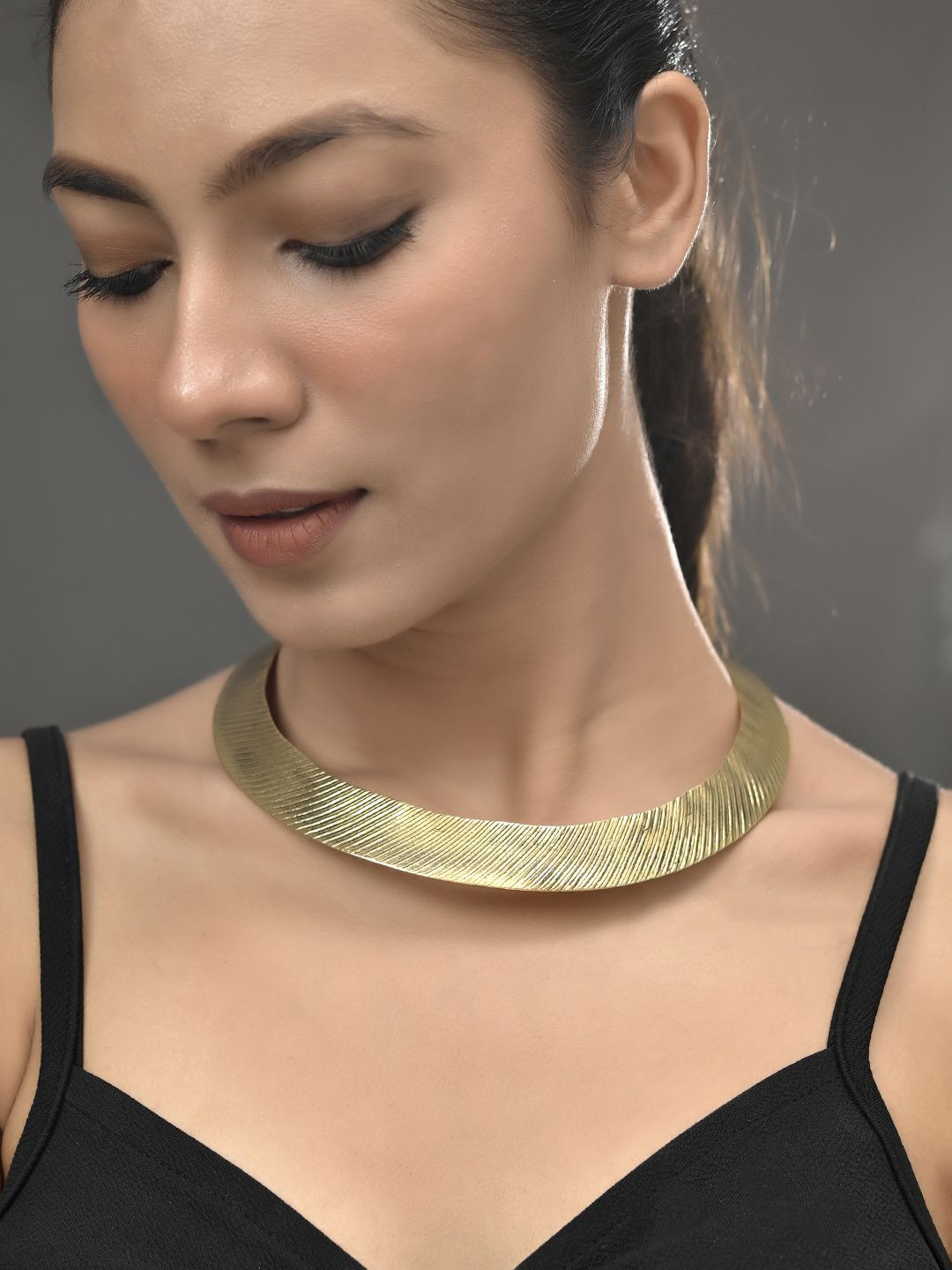 Silvermerc Designs Gold-Plated Hammered Textured Collar Necklace