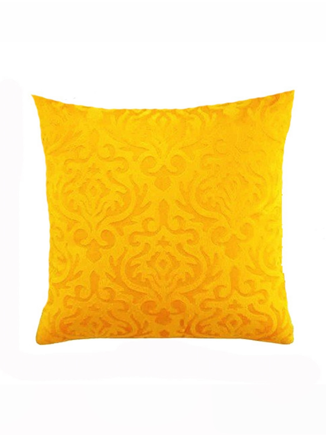 India Furnish Yellow And Gold 5 Pieces Velvet Square Cushion Covers