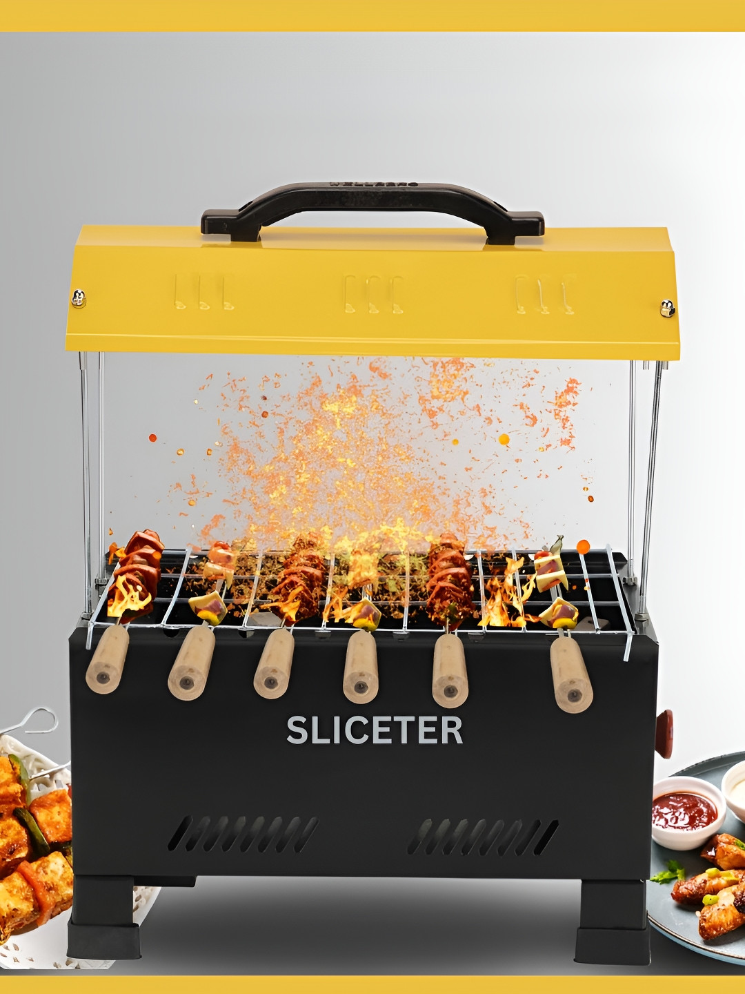 SLICETER 6 Pieces Skewer 2 In 1Electric BBQ Grill Hut Shape 1200W