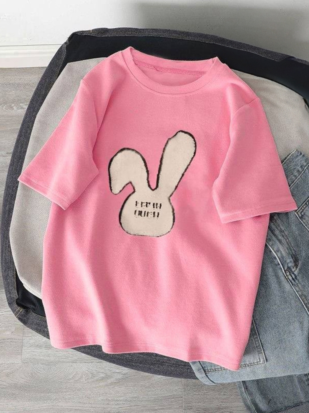 KPOP Round Neck Graphi Printed Top