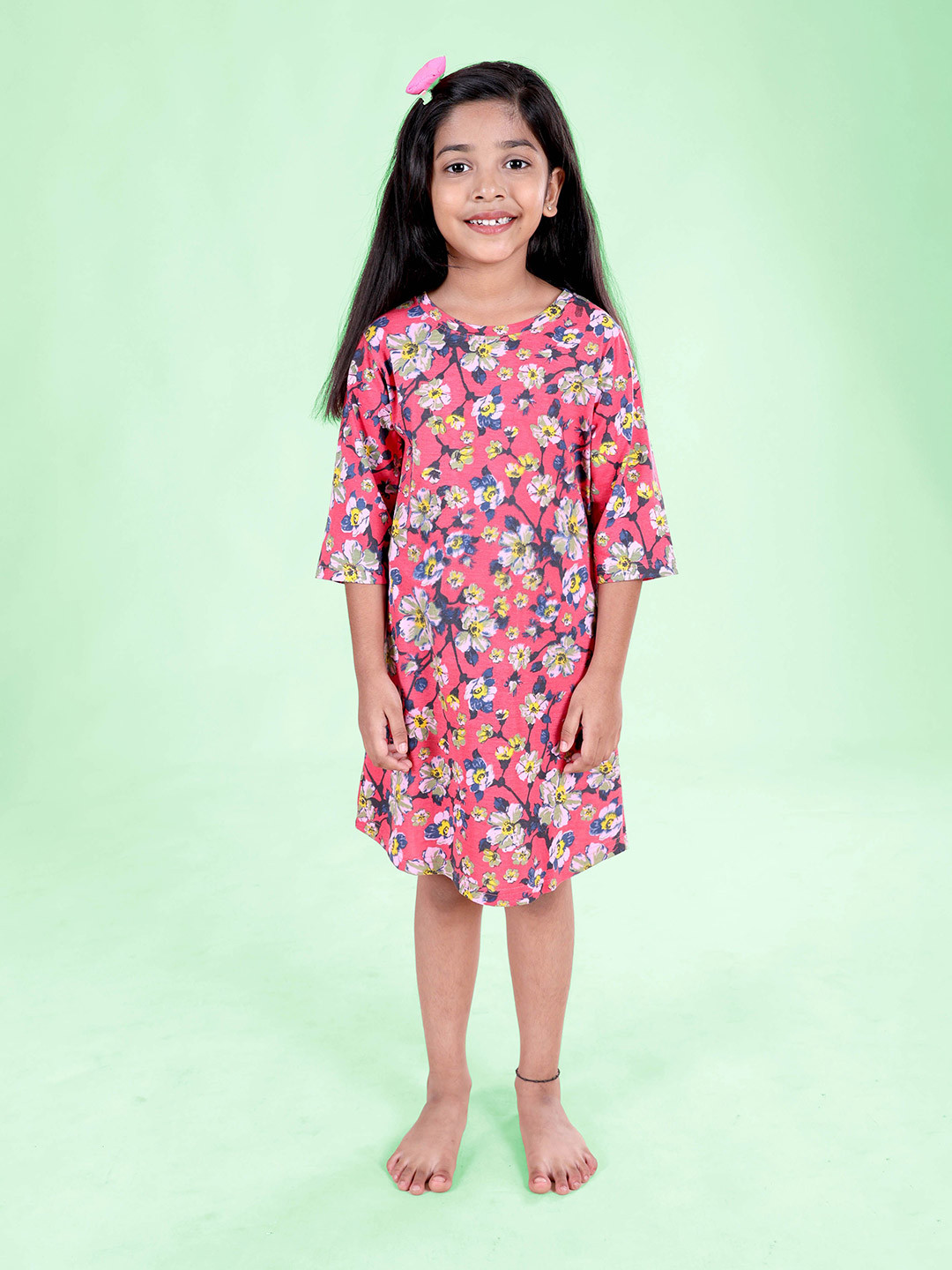 KiddoPanti  Women Floral Print T-shirt Dress