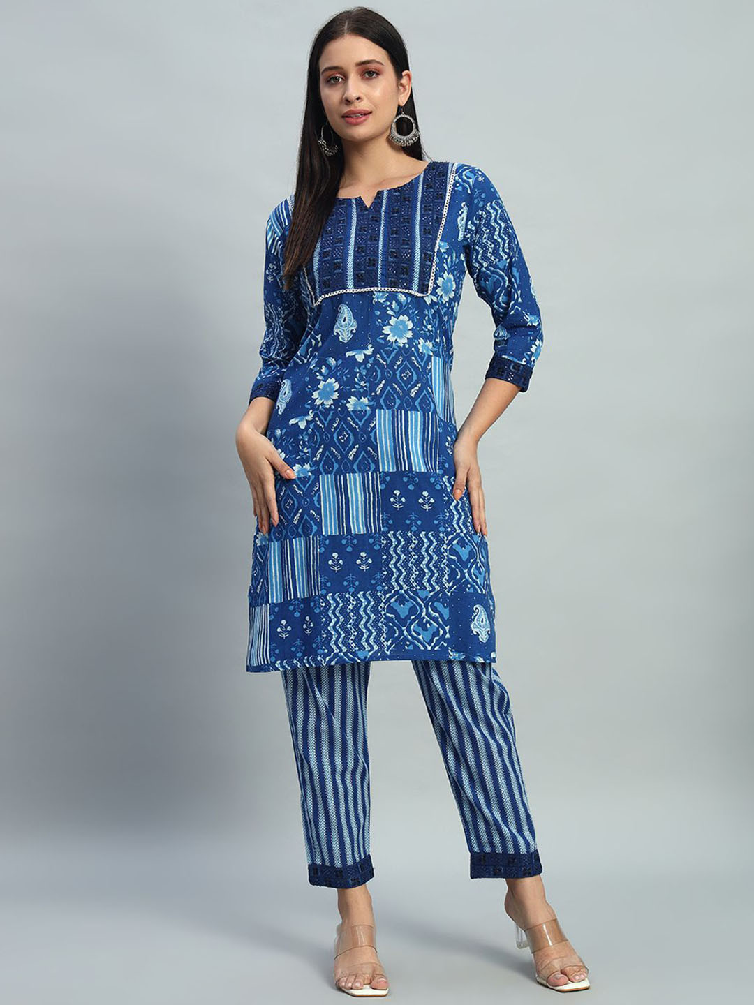 NATURE CRAFT Women Floral Printed Regular Pure Cotton Kurta Sets