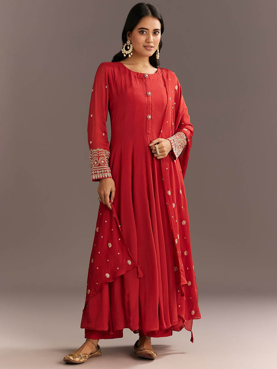 KALKI Fashion Embellished A Line Kurta With Palazzos & Dupatta